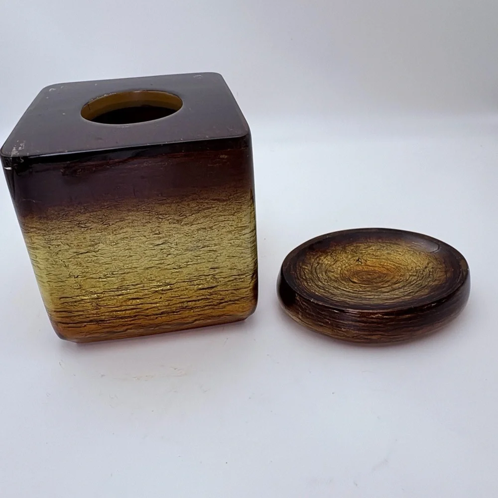 Veratex Gold and Brown Decorative Tissue Cover and Soap Dish
